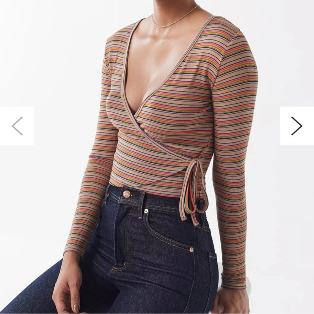 Urban Outfitters Winston Wrap Striped Long Sleeve Top